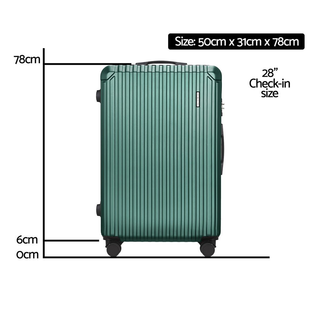 Wanderlite 28'' Luggage Travel Suitcase Set TSA Carry On Hard Case Green - Glam Warehouse