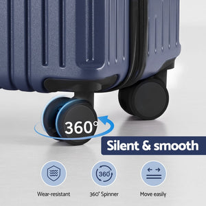 Wanderlite 2pcs Trunk Luggage Suitcase Travel Carry On TSA Lock 12" 20" Navy - Glam Warehouse