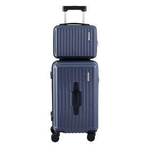 Wanderlite 2pcs Trunk Luggage Suitcase Travel Carry On TSA Lock 12" 20" Navy - Glam Warehouse