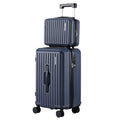 Wanderlite 2pcs Trunk Luggage Suitcase Travel Carry On TSA Lock 12" 20" Navy - Glam Warehouse