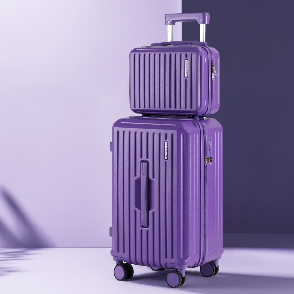 Wanderlite 2pcs Trunk Luggage Suitcase Travel Carry On TSA Lock 12" 20" Purple - Glam Warehouse
