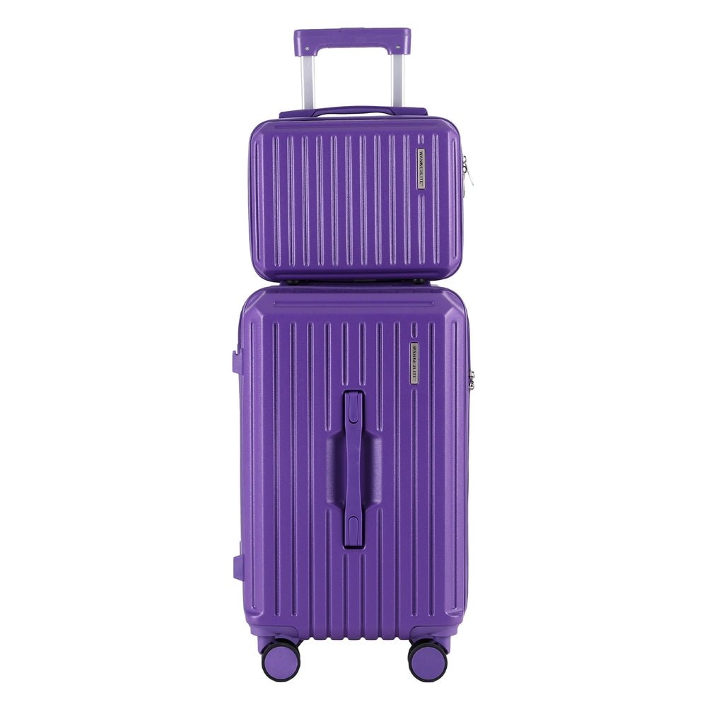 Wanderlite 2pcs Trunk Luggage Suitcase Travel Carry On TSA Lock 12" 20" Purple - Glam Warehouse