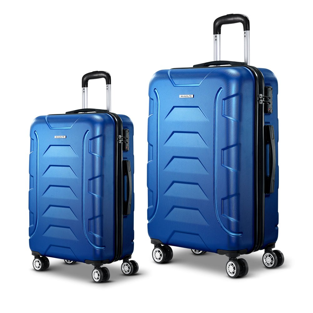 Wanderlite 2Set 20-28 Inch Luggage with TSA Lock Spinner Carry On Hard Shell Travel Suitcase Luggage Case Blue - Glam Warehouse
