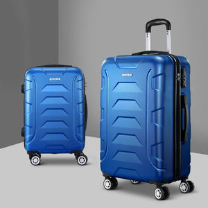 Wanderlite 2Set 20-28 Inch Luggage with TSA Lock Spinner Carry On Hard Shell Travel Suitcase Luggage Case Blue - Glam Warehouse