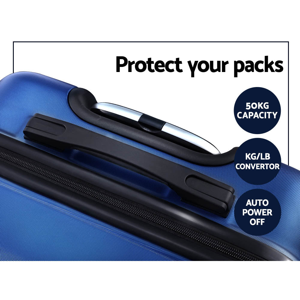 Wanderlite 2Set 20-28 Inch Luggage with TSA Lock Spinner Carry On Hard Shell Travel Suitcase Luggage Case Blue - Glam Warehouse