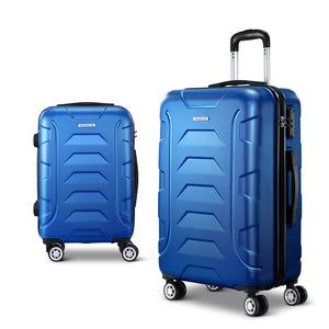 Wanderlite 2Set 20-28 Inch Luggage with TSA Lock Spinner Carry On Hard Shell Travel Suitcase Luggage Case Blue - Glam Warehouse
