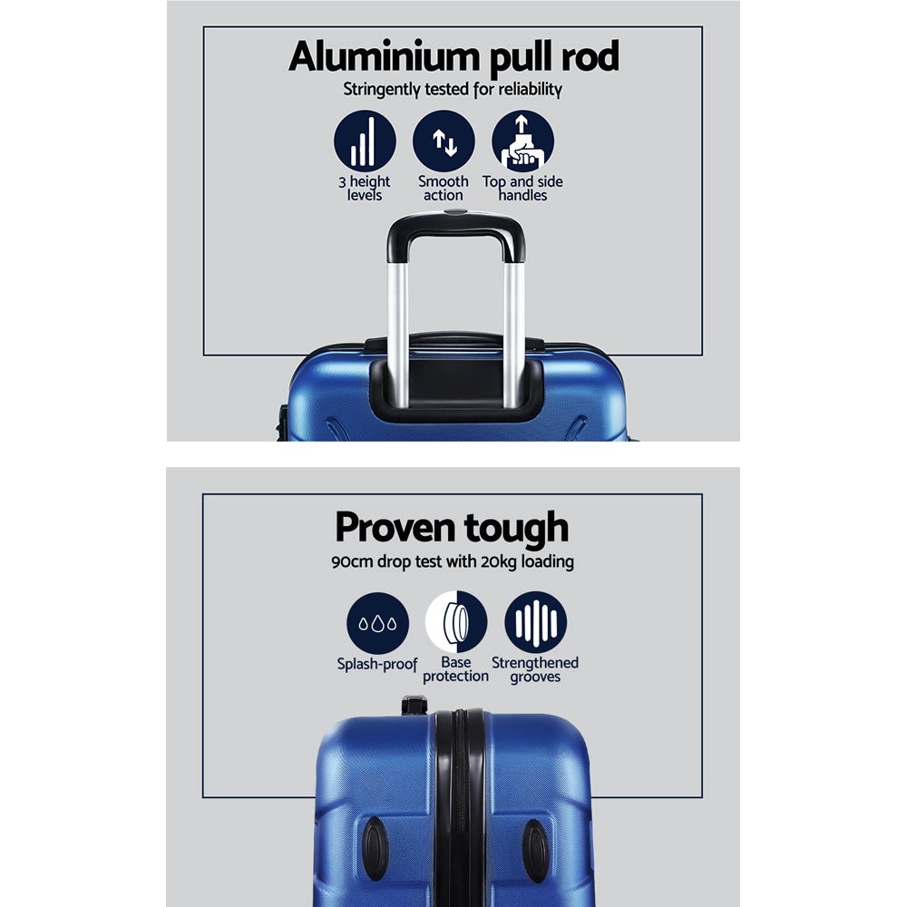 Wanderlite 2Set 20-28 Inch Luggage with TSA Lock Spinner Carry On Hard Shell Travel Suitcase Luggage Case Blue - Glam Warehouse