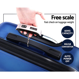 Wanderlite 2Set 20-28 Inch Luggage with TSA Lock Spinner Carry On Hard Shell Travel Suitcase Luggage Case Blue - Glam Warehouse