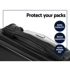 Wanderlite 2Set 20-28 Inch Luggage with TSA Lock Spinner Travel Suitcase Carry On Hard Shell Luggage Case Black - Glam Warehouse