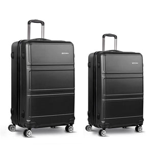 Wanderlite 2Set 20-28 Inch Luggage with TSA Lock Spinner Travel Suitcase Carry On Hard Shell Luggage Case Black - Glam Warehouse
