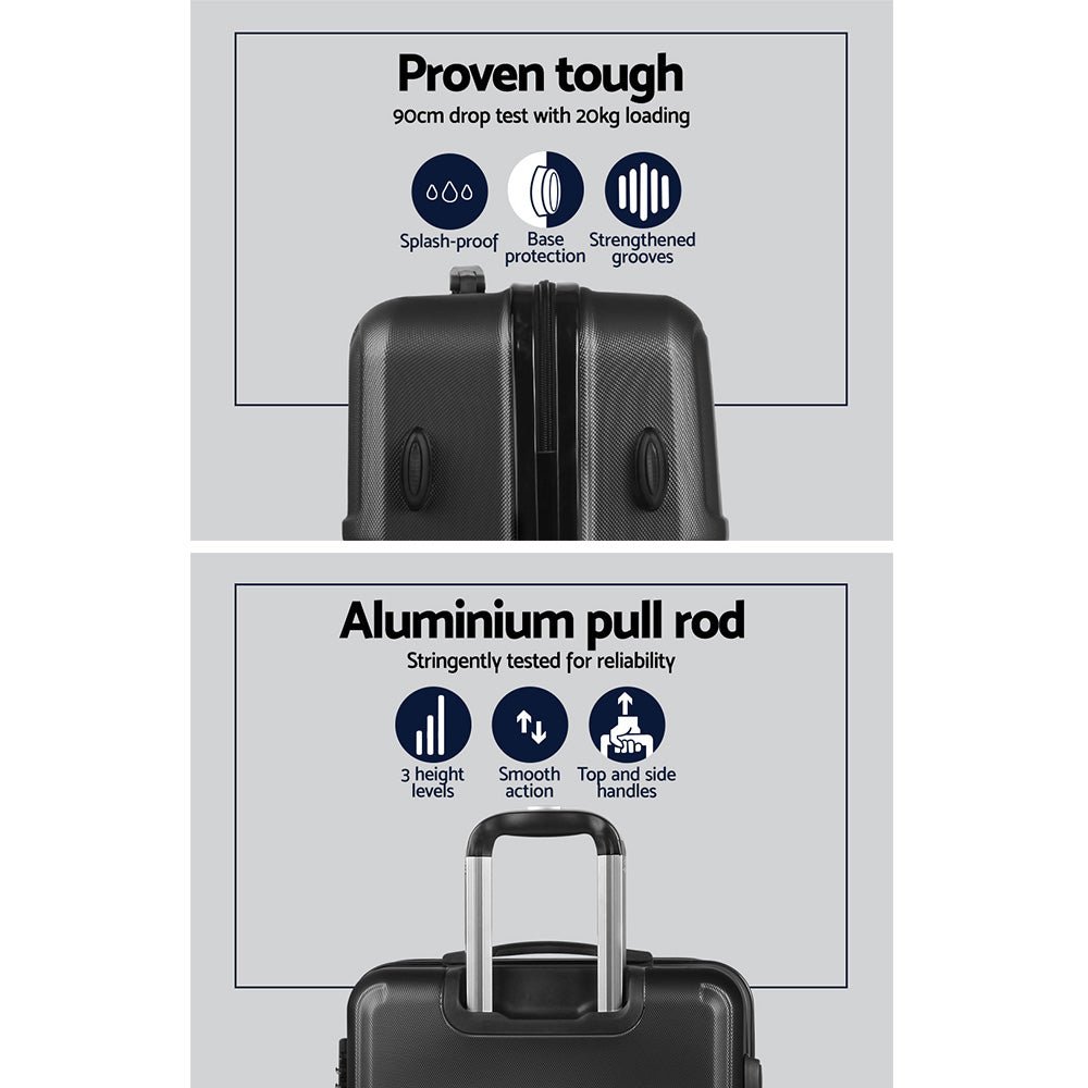 Wanderlite 2Set 20-28 Inch Luggage with TSA Lock Spinner Travel Suitcase Carry On Hard Shell Luggage Case Black - Glam Warehouse