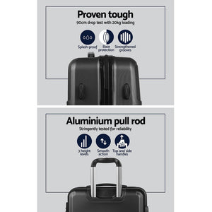 Wanderlite 2Set 20-28 Inch Luggage with TSA Lock Spinner Travel Suitcase Carry On Hard Shell Luggage Case Black - Glam Warehouse