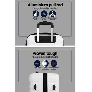 Wanderlite 2Set 20-28 Inch Luggage with TSA Lock Spinner Travel Suitcase Carry On Hard Shell Luggage Case White - Glam Warehouse
