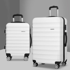 Wanderlite 2Set 20-28 Inch Luggage with TSA Lock Spinner Travel Suitcase Carry On Hard Shell Luggage Case White - Glam Warehouse