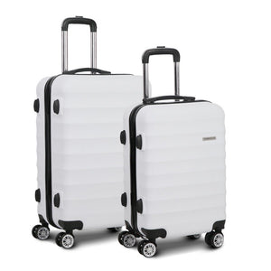 Wanderlite 2Set 20-28 Inch Luggage with TSA Lock Spinner Travel Suitcase Carry On Hard Shell Luggage Case White - Glam Warehouse