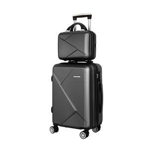 Wanderlite 2Set 20 Inch Luggage Case with 12 Inch Handheld Luggage Box Hard Shell Travel Suitcase TSA Lock Black - Glam Warehouse