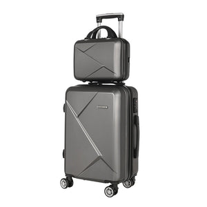 Wanderlite 2Set 20 Inch Luggage Case with 12 Inch Handheld Luggage Box Hard Shell Travel Suitcase TSA Lock Dark Grey - Glam Warehouse