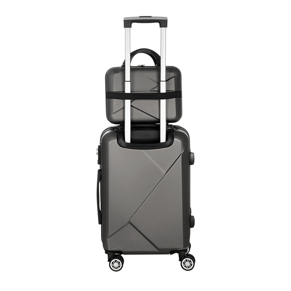 Wanderlite 2Set 20 Inch Luggage Case with 12 Inch Handheld Luggage Box Hard Shell Travel Suitcase TSA Lock Dark Grey - Glam Warehouse