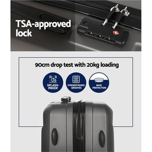 Wanderlite 2Set 20 Inch Luggage Case with 12 Inch Handheld Luggage Box Hard Shell Travel Suitcase TSA Lock Dark Grey - Glam Warehouse