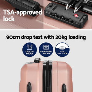 Wanderlite 2Set 20 Inch Luggage Case with 12 Inch Handheld Luggage Box Hard Shell Travel Suitcase TSA Lock Rose Gold - Glam Warehouse