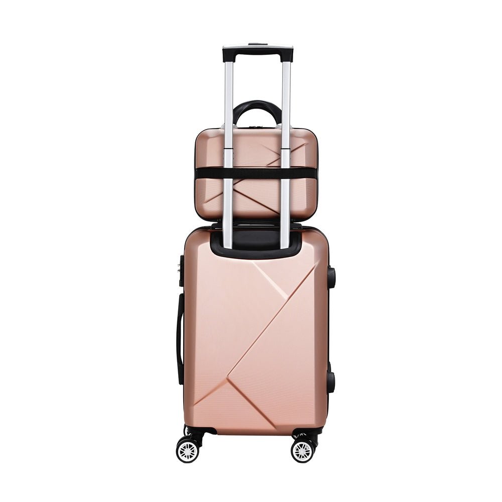 Wanderlite 2Set 20 Inch Luggage Case with 12 Inch Handheld Luggage Box Hard Shell Travel Suitcase TSA Lock Rose Gold - Glam Warehouse