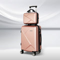 Wanderlite 2Set 20 Inch Luggage Case with 12 Inch Handheld Luggage Box Hard Shell Travel Suitcase TSA Lock Rose Gold - Glam Warehouse