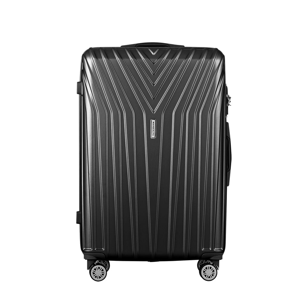 Wanderlite 3 Set Luggage 20-24-28 Inch Suitcase with TSA Lock Carry On Hard Shell Travel Luggage Organiser Case Black - Glam Warehouse