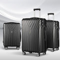 Wanderlite 3 Set Luggage 20-24-28 Inch Suitcase with TSA Lock Carry On Hard Shell Travel Luggage Organiser Case Black - Glam Warehouse