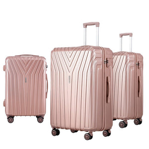 Wanderlite 3 Set Luggage 20-24-28 Inch Suitcase with TSA Lock Carry On Hard Shell Travel Luggage Organiser Case Pink - Glam Warehouse