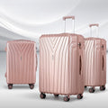 Wanderlite 3 Set Luggage 20-24-28 Inch Suitcase with TSA Lock Carry On Hard Shell Travel Luggage Organiser Case Pink - Glam Warehouse