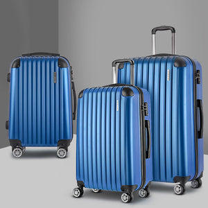 Wanderlite 3 Set Luggage 20-24-28 Inch with TSA Lock Spinner Hard Shell Travel Suitcase Luggage Organiser Case Blue - Glam Warehouse