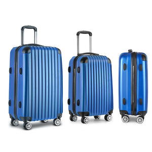 Wanderlite 3 Set Luggage 20-24-28 Inch with TSA Lock Spinner Hard Shell Travel Suitcase Luggage Organiser Case Blue - Glam Warehouse