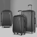 Wanderlite 3 Set Luggage 20-24-28 Inch with Zipper Lock Carry On Hard Shell Travel Suitcase Luggage Case Black - Glam Warehouse