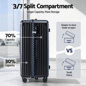 Wanderlite 32" Trunk Luggage Suitcase Travel 5 Wheels Type-C Port TSA Black - Glam Warehouse