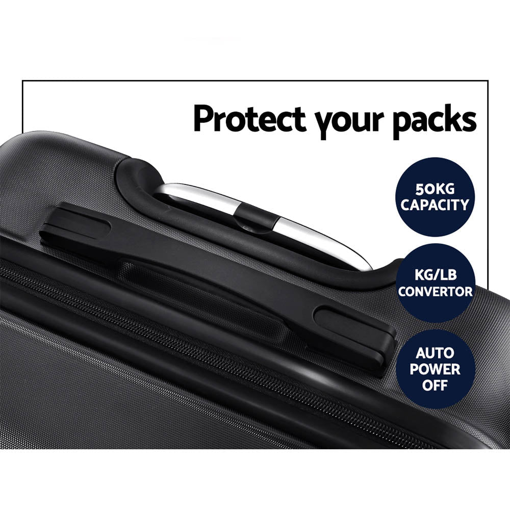 Wanderlite 3Set 20-24-28 Inch Luggage with TSA Lock Spinner Carry On Hard Shell Travel Suitcase Luggage Case Black - Glam Warehouse