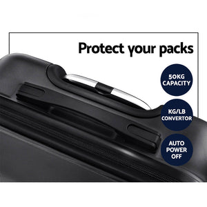 Wanderlite 3Set 20-24-28 Inch Luggage with TSA Lock Spinner Carry On Hard Shell Travel Suitcase Luggage Case Black - Glam Warehouse