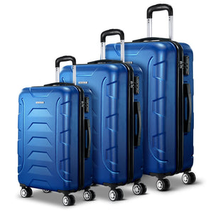 Wanderlite 3Set 20-24-28 Inch Luggage with TSA Lock Spinner Carry On Hard Shell Travel Suitcase Luggage Case Blue - Glam Warehouse