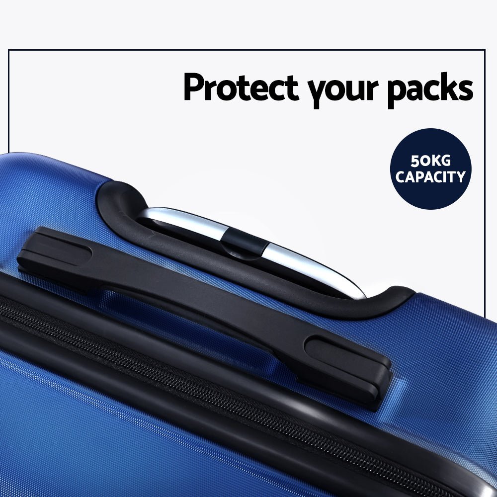 Wanderlite 3Set 20-24-28 Inch Luggage with TSA Lock Spinner Carry On Hard Shell Travel Suitcase Luggage Case Blue - Glam Warehouse