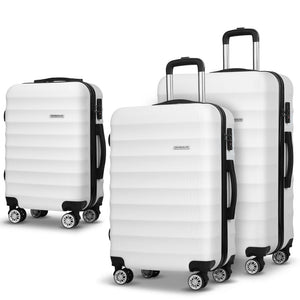 Wanderlite 3Set 20-24-28 Inch Luggage with TSA Lock Spinner Travel Suitcase Carry On Hard Shell Luggage Case White - Glam Warehouse