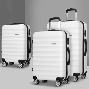 Wanderlite 3Set 20-24-28 Inch Luggage with TSA Lock Spinner Travel Suitcase Carry On Hard Shell Luggage Case White - Glam Warehouse