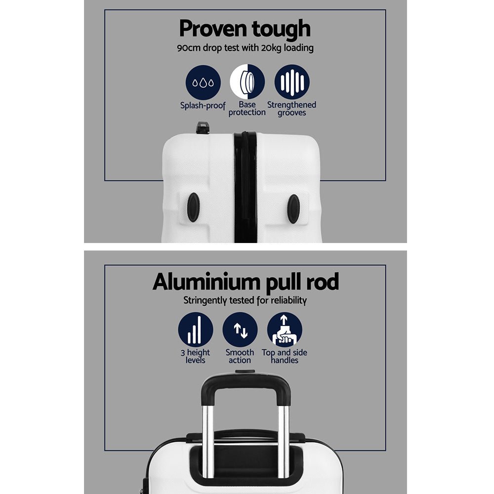 Wanderlite 3Set 20-24-28 Inch Luggage with TSA Lock Spinner Travel Suitcase Carry On Hard Shell Luggage Case White - Glam Warehouse