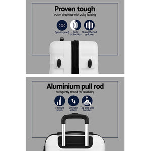 Wanderlite 3Set 20-24-28 Inch Luggage with TSA Lock Spinner Travel Suitcase Carry On Hard Shell Luggage Case White - Glam Warehouse
