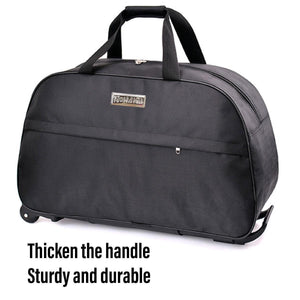 Wheeled Travel Duffle Trolley Bag Carry On Rolling Luggage Suitcase Tote Durable - Black-24in - Glam Warehouse