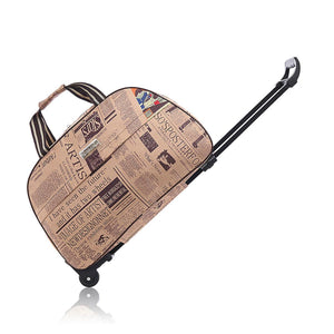 Wheeled Travel Duffle Trolley Bag Carry On Rolling Luggage Suitcase Tote Durable - Brown-20in - Glam Warehouse