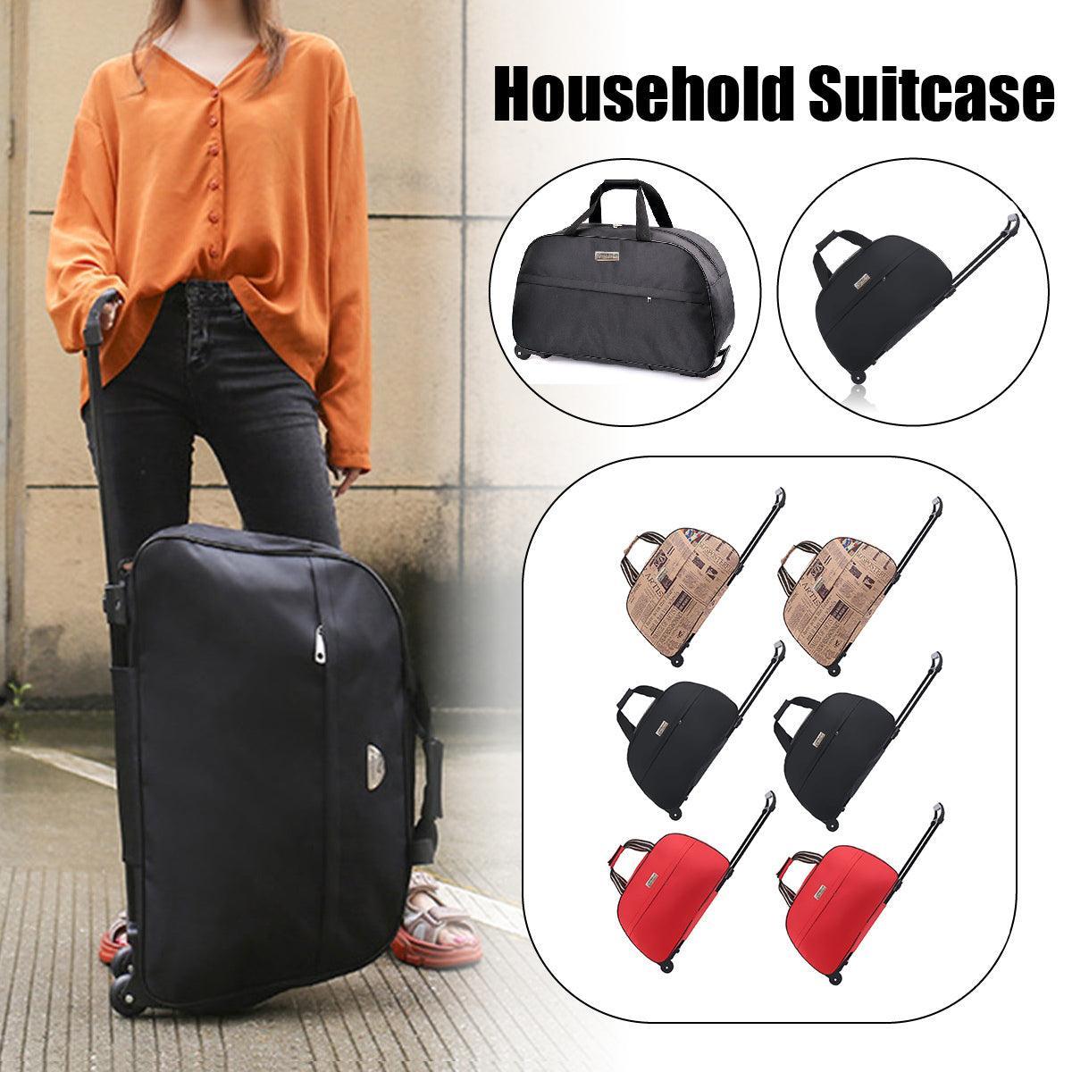 Wheeled Travel Duffle Trolley Bag Carry On Rolling Luggage Suitcase Tote Durable - Red-24in - Glam Warehouse