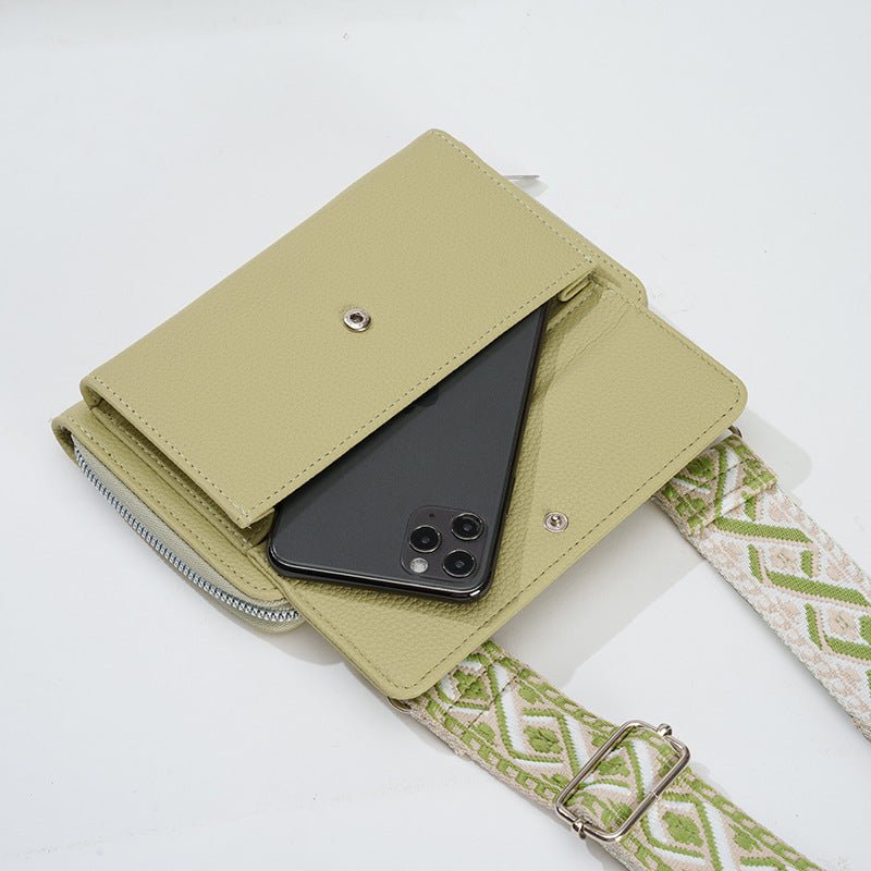 White 2-piece combination new mobile phone shoulder bag niche design one-shoulder messenger bag mobile phone bag multi-function wide shoulder strap mother-and-child bag - Glam Warehouse