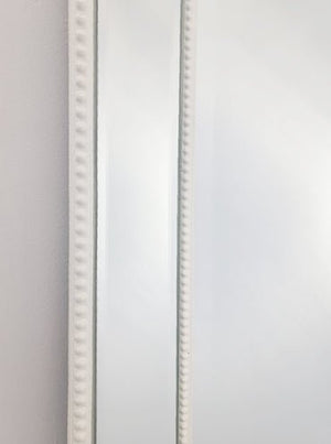 White Beaded Framed Mirror - Free Standing 50cm x 170cm - Glam Warehouse