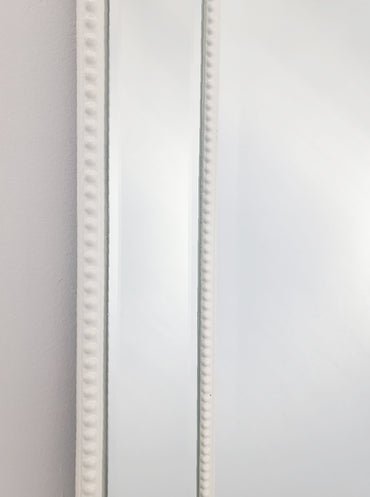 White Beaded Framed Mirror - Free Standing 50cm x 170cm - Glam Warehouse