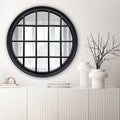 Window Style Mirror - Black Circle 100cm - Glam Warehouse