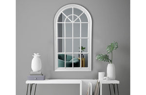 Window Style Mirror - White Arch 70 CM x 130 CM - Glam Warehouse